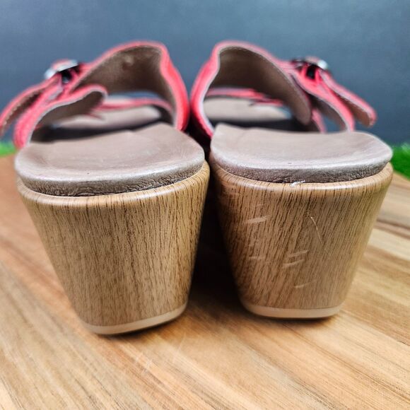 Dansko Jessie Red Leather Double Strap Slide Sandals Size EU 38 US 7.5- 8 - Picture 3 of 12